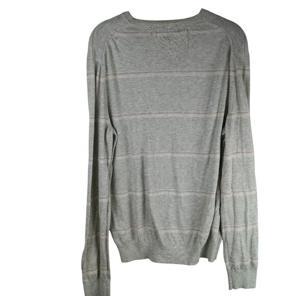 Banana Republic‎ Mens Grey Striped Silk & Cotton V-Neck Sweater M - Picture 4 of 5